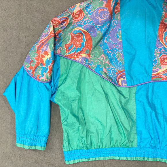 Giacca Sport Bomber Jacket Coat 80s 90s Shoulder Pads Retro Women's Size Medium - Picture 14 of 16